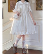 Sweet Short Sleeve Chiffon Lolita OP Dress  White One Piece Dresses