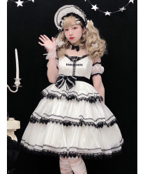 Lolita Jumper Skirt Gothic JSK Lolita Dress White Sleeveless Bows Dress