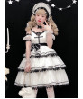 Lolita Jumper Skirt Gothic JSK Lolita Dress White Sleeveless Bows Dress
