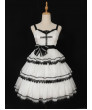 Lolita Jumper Skirt Gothic JSK Lolita Dress White Sleeveless Bows Dress