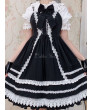 Sweet Lolita Dress Black Sleeveless Ruffles Two-Tone Dress