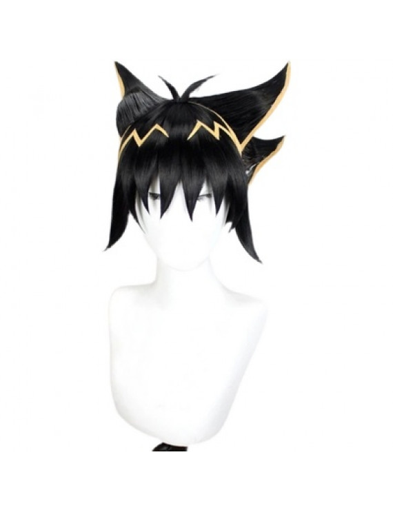 Yu-Gi-Oh! Fudo Yusei Cosplay Wig Heat Resistant Fiber Black Wig 30 cm