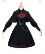 Lace Gothic Lolita Dress Long Sleeve Pure Color Dress for female