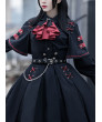Lace Gothic Lolita Dress Long Sleeve Pure Color Dress for female