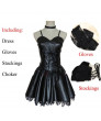 Death Note Misa Amane Black PU Dress Cosplay Costume + Cosplay Wig