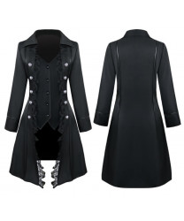 Medieval solid color long sleeve three row button women's coat irregular top women's wear