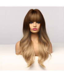 Natural Ombre Long Curly Women Costume Wig + Wig Cap