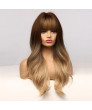 Natural Ombre Long Curly Women Costume Wig + Wig Cap