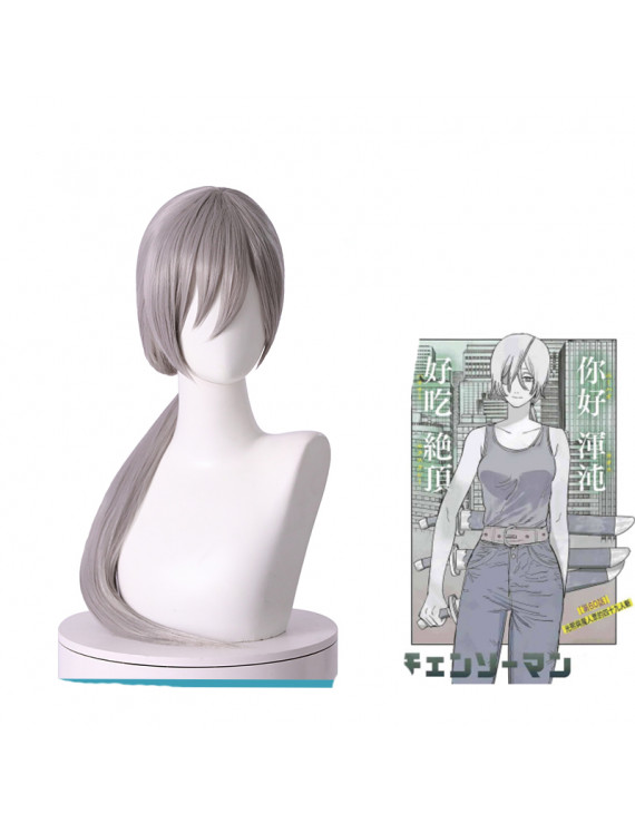 Chainsaw Man Quanxi Silver Grey Cosplay Wig