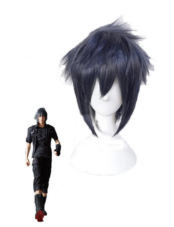 Final Fantasy Noctis Black Mixed Grey and Blue Short Role Cosplay Wig