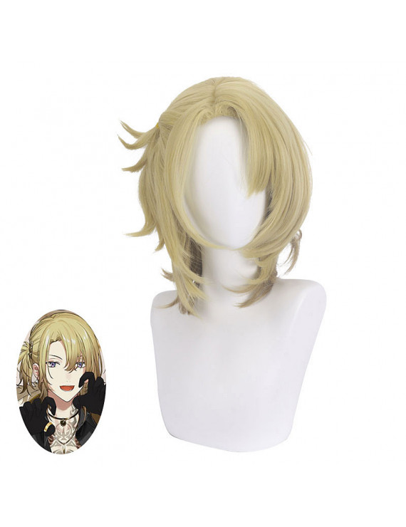 Vtuber Nijisanji Luca Golden Short Cosplay Wigs