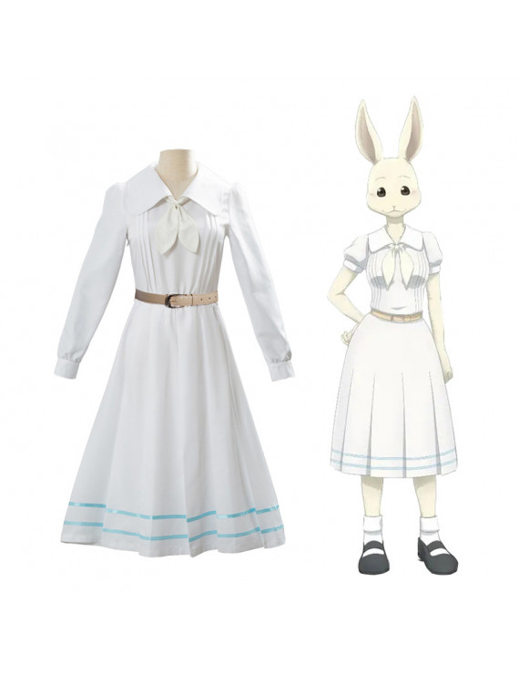 Beastars Haru White Long Sleeves Dress Cosplay Costume