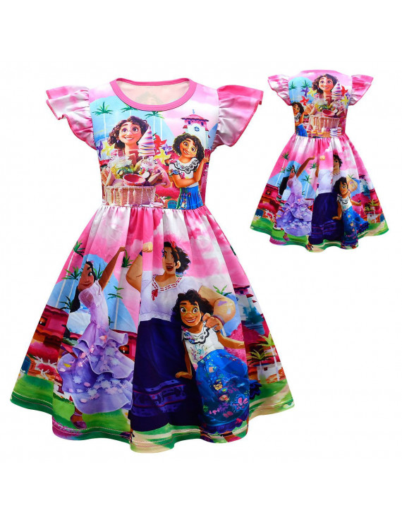 Encanto cartoon dress children's flying sleeve skirt A-line skirt