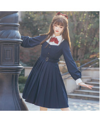 Top student jk orthodox basic model tr cute cute sweet solid color pleated skirt uniform dress