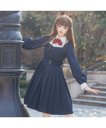 Top student jk orthodox basic model tr cute cute sweet solid color pleated skirt uniform dress