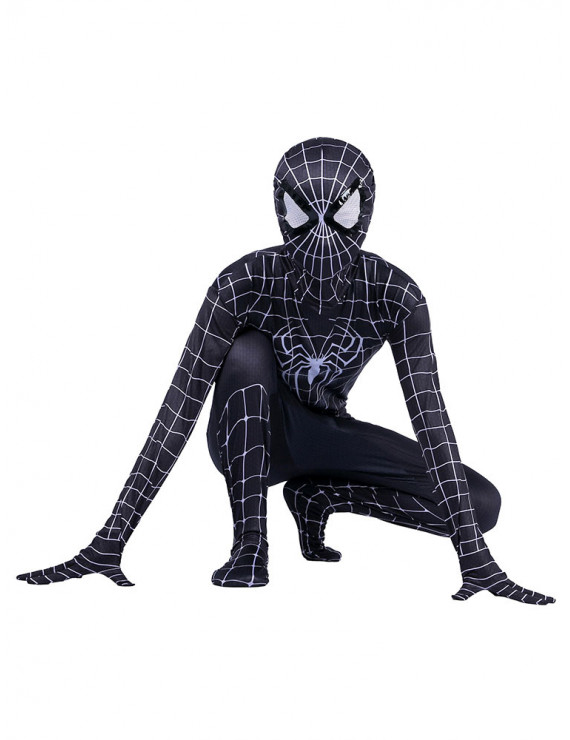 spiderman costume for children Black Zentai Kids Jumpsuit superhero ...