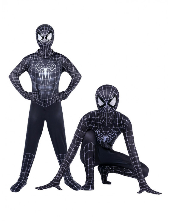 spiderman costume for children Black Zentai Kids Jumpsuit superhero Costume