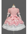 Tailor-made Pink And White Cute Bows Sweet Lace Lolita Dress Short sleeve Dress