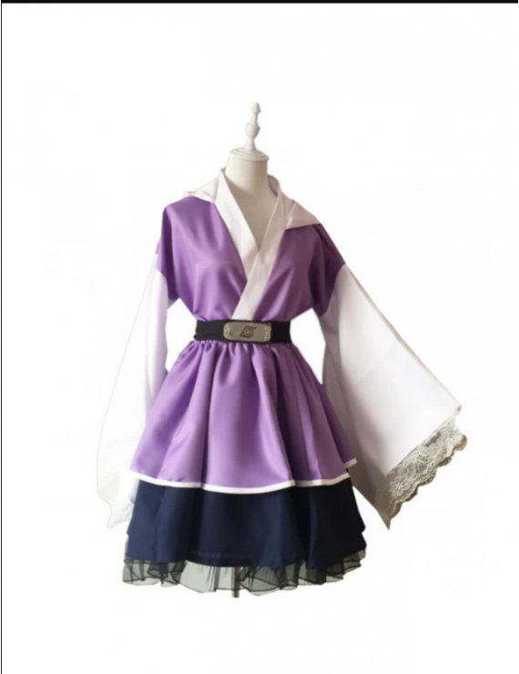 Naruto Shippuden Hyuga Hinata Lolita Kimono Dress Halloween Cosplay Costume