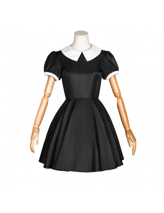 The Addams Family Wednesday Addams Black Dress Role cosplay costume