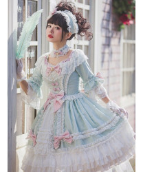 Tailor-Made Light Green lace Bowknot Classic Lolita Short Sleeve Dress