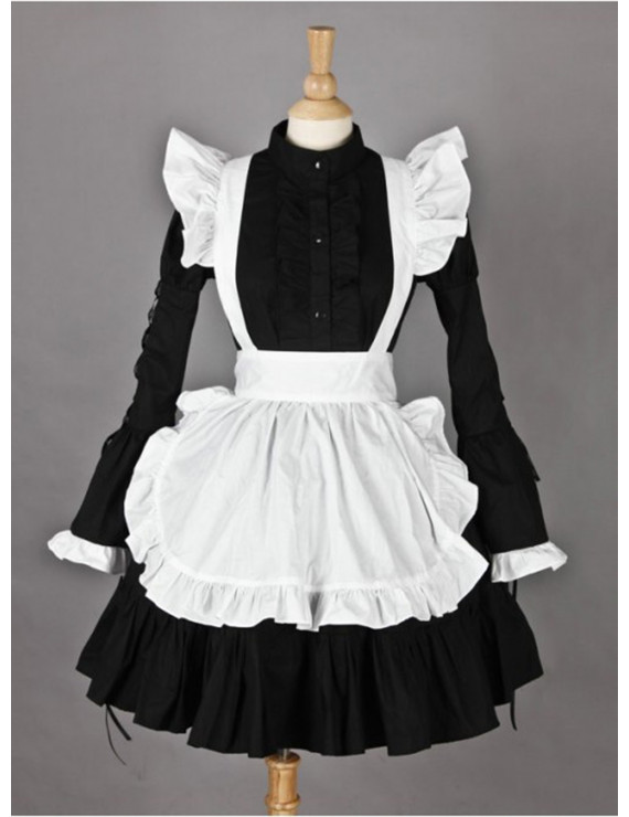 Tailor-made Long Sleeves Cotton Dress Maid Cosplay Costume for Famale
