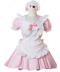 Tailor-made Sweet Lolita Maid Dress Cotton Pink Short Sleeves Lace Ruffles Dress
