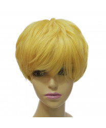 Yellow Short layered straight heat resistant fiber wig for women