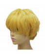Yellow Short layered straight heat resistant fiber wig for women