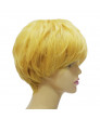 Yellow Short layered straight heat resistant fiber wig for women