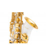 White Lacquer Brass Eb Alto Saxophone Gold Bell Alto Sax for students