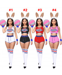 Bunny Squad Sexy film character clothing cosplay costume Halloween printed vest shorts set (without accessories)