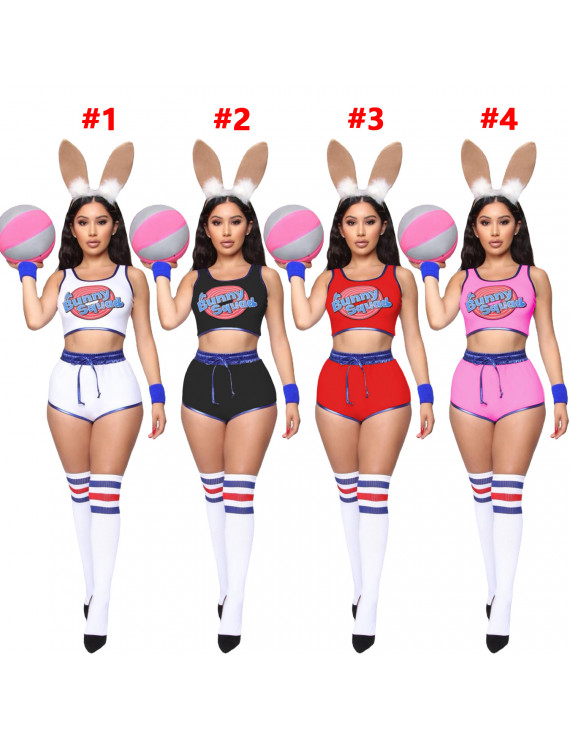 Bunny Squad Sexy film character clothing cosplay costume Halloween printed vest shorts set (without accessories)