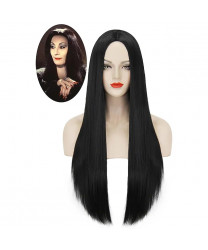 The Addams Family Cosplay Wig Synthetic Wig Middle Part Wig Long Natural Black Party Wigs