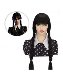 The Addams Family Wednesday Cosplay wig + Two Braids