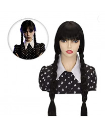 The Addams Family Wednesday Cosplay wig + Two Braids