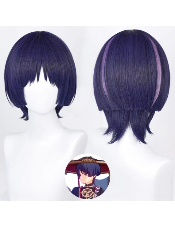 Genshin Impact Scaramouche Purple Game Cosplay Wig