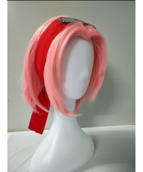 Naruto Haruno Sakura Pink Short Straight Cosplay Wig + headband