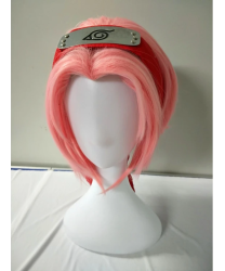 Naruto Haruno Sakura Pink Short Straight Cosplay Wig + headband