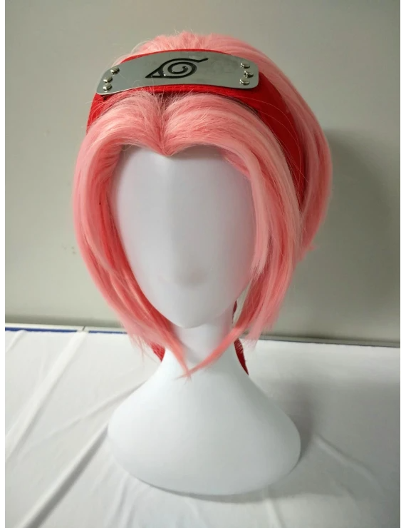 Naruto Haruno Sakura Pink Short Straight Cosplay Wig + headband
