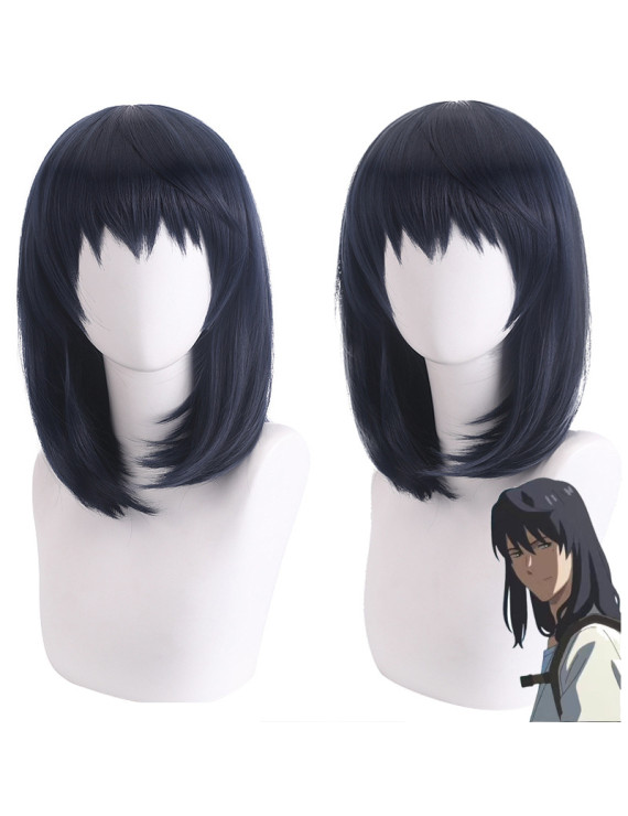 Suzume Munakata Sōta cosplay wig Blue Black Short Bob Wig 36 cm