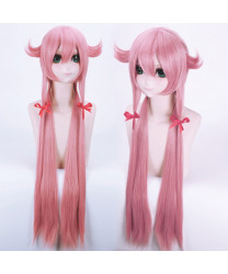 Future Diary Gasai Yuno Pink Cosplay Wig Long Straight Heat Resistant Fiber Wig 100 cm