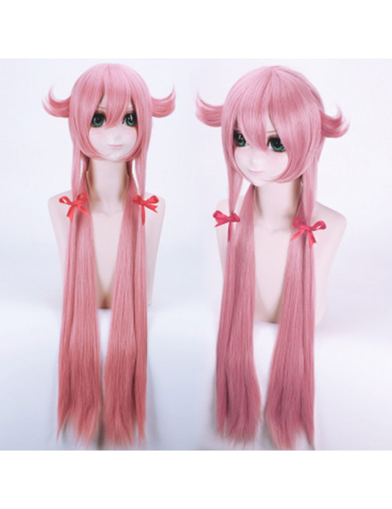 Future Diary Gasai Yuno Pink Cosplay Wig Long Straight Heat Resistant Fiber Wig 100 cm
