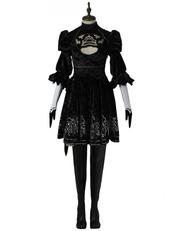 NieR Automata 2B Costume Black Polyester Cosplay Dress