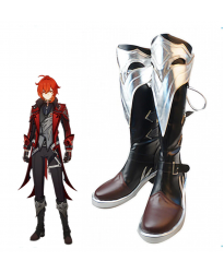 Genshin Impact Diluc Artificial Leather Red Cosplay Shoes