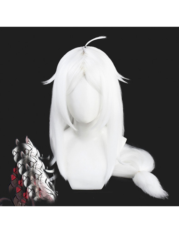 Helltaker Cerberus White Long Straight Styled Cosplay Wig