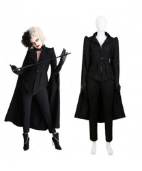 Cruella Cruella de Vil Halloween Black Suit Cosplay Costume