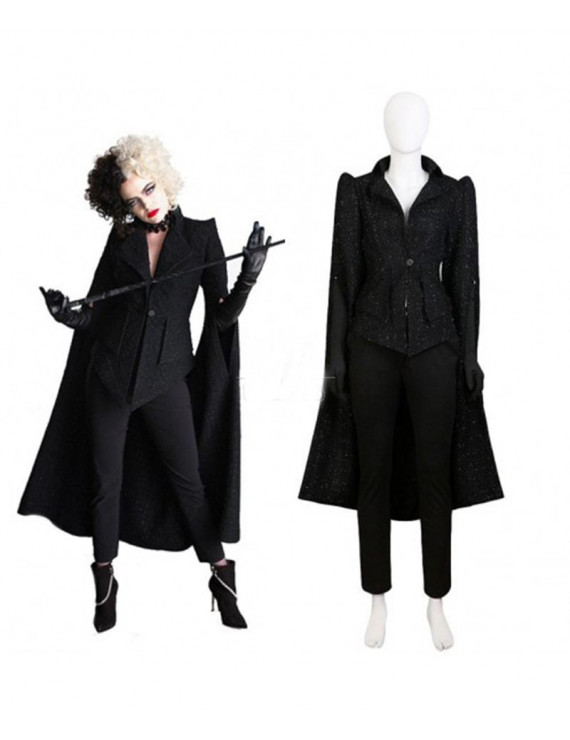 Cruella Cruella de Vil Halloween Black Suit Cosplay Costume