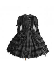 Gothic Lolita Dress Punk Lolita Dress Satin Long Sleeve Knee Length