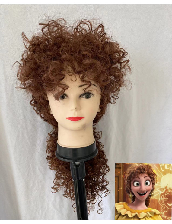 Encanto Pepa Madrigal Brown Short Curly Cosplay Wig